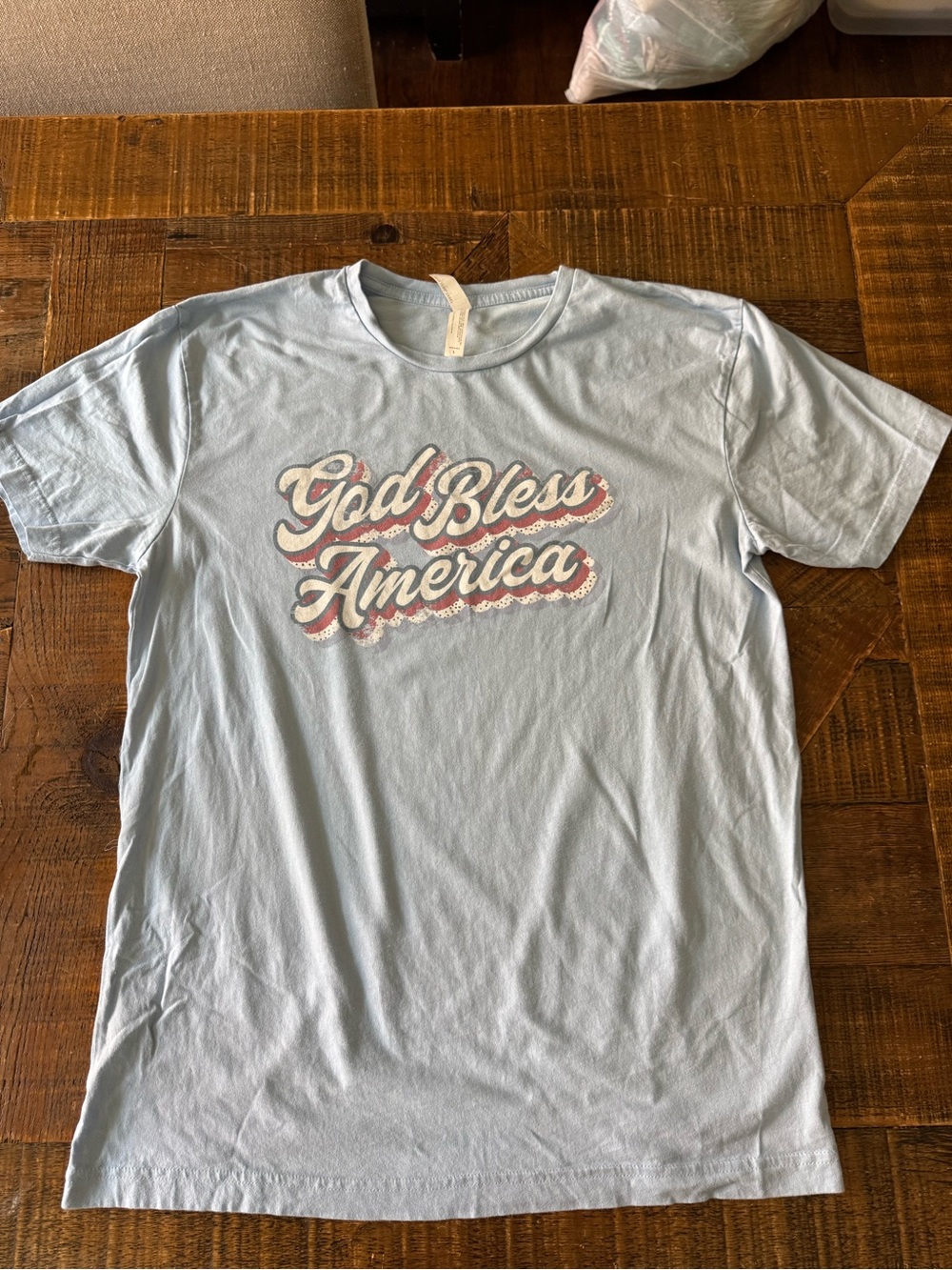 “God Bless America” Graphic Tee - Light Blue